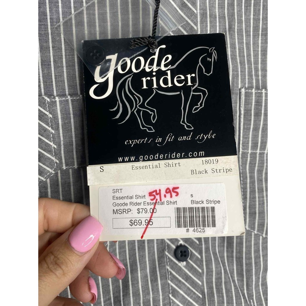 Goode Rider Size small Women's long sleeve Shirt Navy striped Equestrian cowgirl - Picture 4 of 10